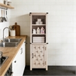 Narrow Farmhouse Cabinet Light Gray Corner Adjustable Shelves Door