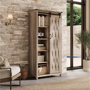 Farmhouse Bookcase 5 Adjustable Shelves Doors Living Room/Home Office