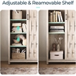 Farmhouse Bookcase 5 Adjustable Shelves Doors Living Room/Home Office