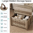 Square Farmhouse Coffee Table Light Brown Hidden Storage Compartment