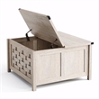 Square Farmhouse Coffee Table Light Gray Hidden Storage Compartment