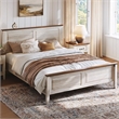 Rustic Queen Bed Frame Beige Headboard Footboard No Box Spring