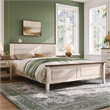 Rustic Queen Bed Frame Beige Headboard Footboard No Box Spring