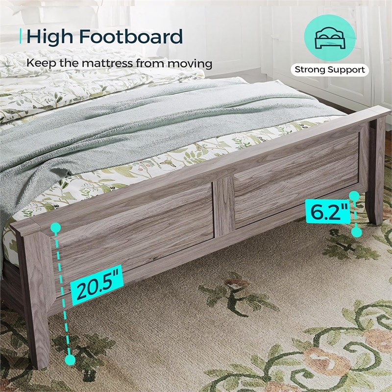 Rustic Queen Bed Frame Grey Headboard Footboard No Box Spring