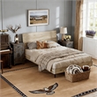 Ergonomic Full Bed Frame Beige Storage Shelf Noise-Free No Box Spring