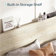 Ergonomic Full Bed Brown Storage Shelf LED Lights USB Charging