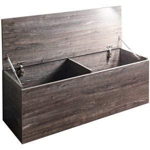 Klair Living Dean Farmhouse Wood Storage Bench in Rustic Gray
