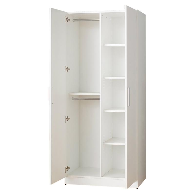 Klair Living Viviane Wood Closet with Hanging Bars and 5 Shelves in White