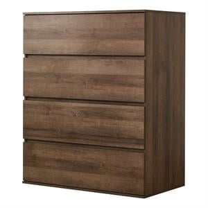 Klair Living Liv 4-Drawer Contemporary Engineered Wood Chest in Walnut Brown
