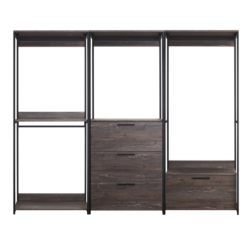 Klair Living Monica Contemporary Engineered Wood & Metal Closet in Gray/Black