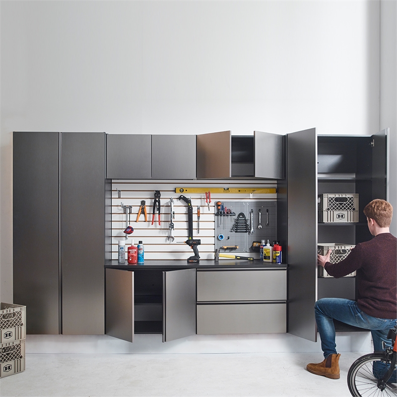 Klair Living 7-Piece Engineered Wood Garage Cabinet Set in Gray