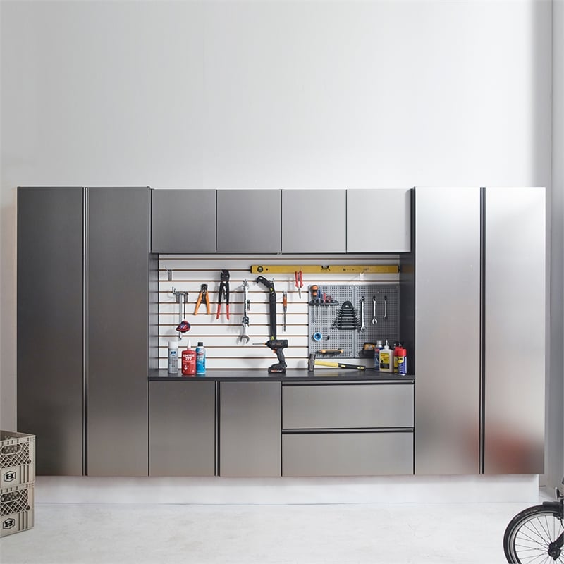 Klair Living 7-Piece Engineered Wood Garage Cabinet Set in Gray