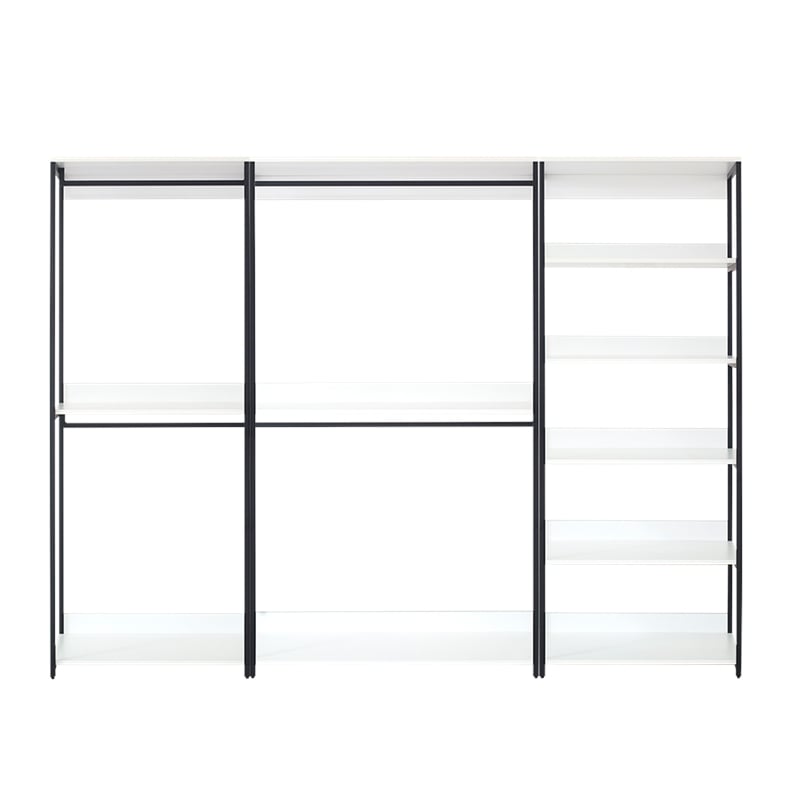 Klair Living Fiona Walk-in Closet System in White Wood/Black Metal Frame
