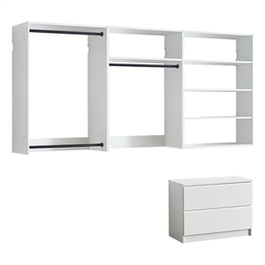 Klair Living Devi White Wall Mounted Walk in Wood Closet System