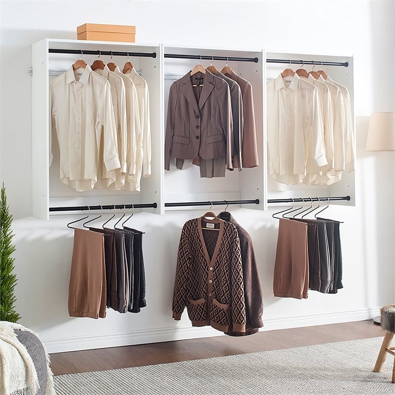 Klair Living Devi White Wall Mounted Walk in Wood Closet System