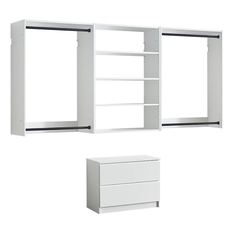 Klair Living Devi White Wall Mounted Walk in Wood Closet System