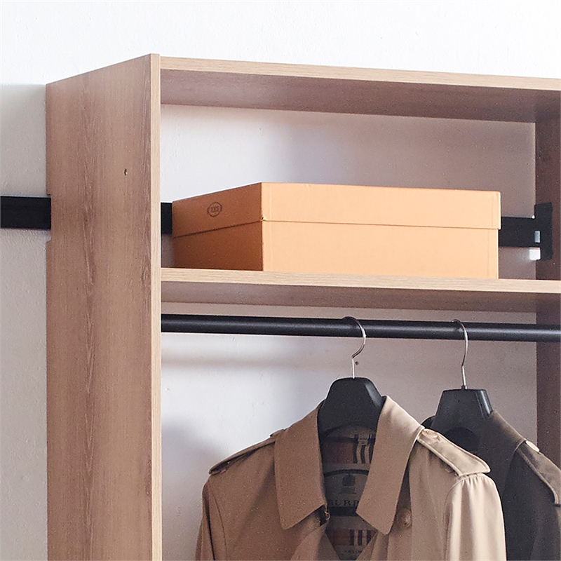 Klair Living Devi Oak Wall Mounted Walk in Wood Closet System