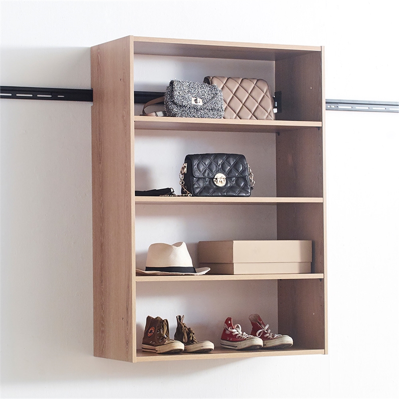 Klair Living Devi Oak Wall Mounted Walk in Wood Closet System