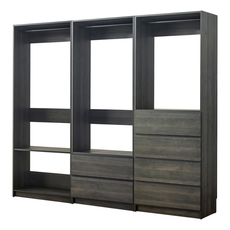 Klair Living Prosper Freestanding Walk in Wood Closet System in Gray/Black