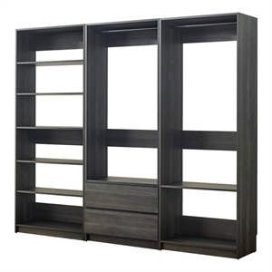Klair Living Prosper Freestanding Walk in Wood Closet System in Gray/Black