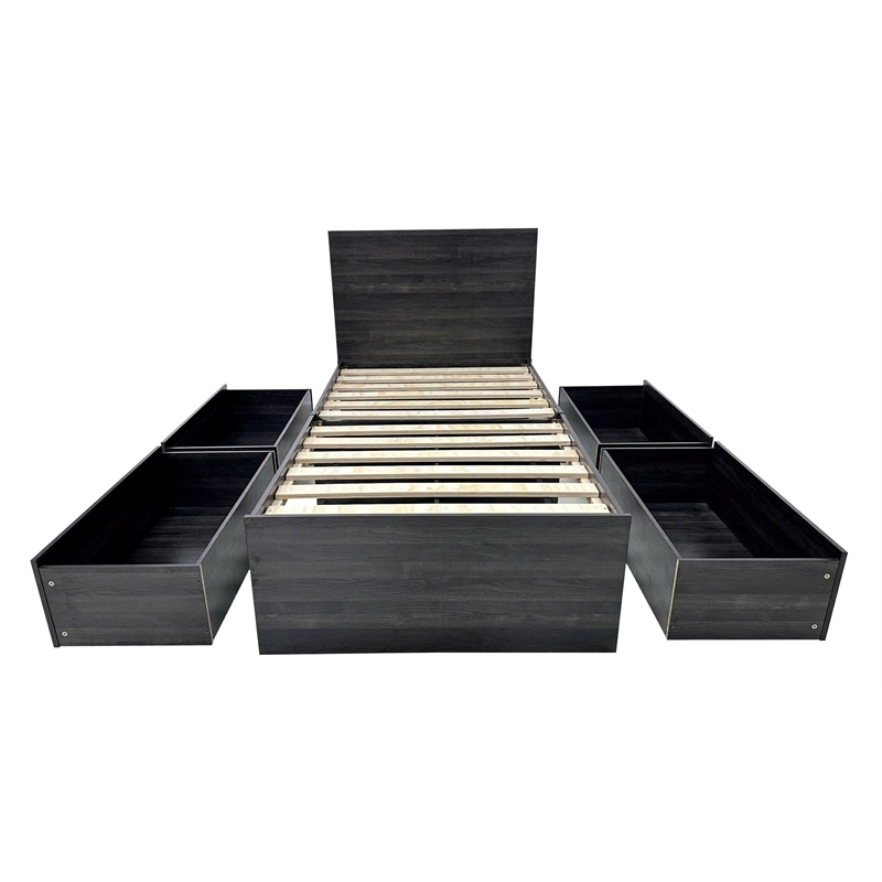 Klair Living Robin Twin Storage Bed in Dark Gray