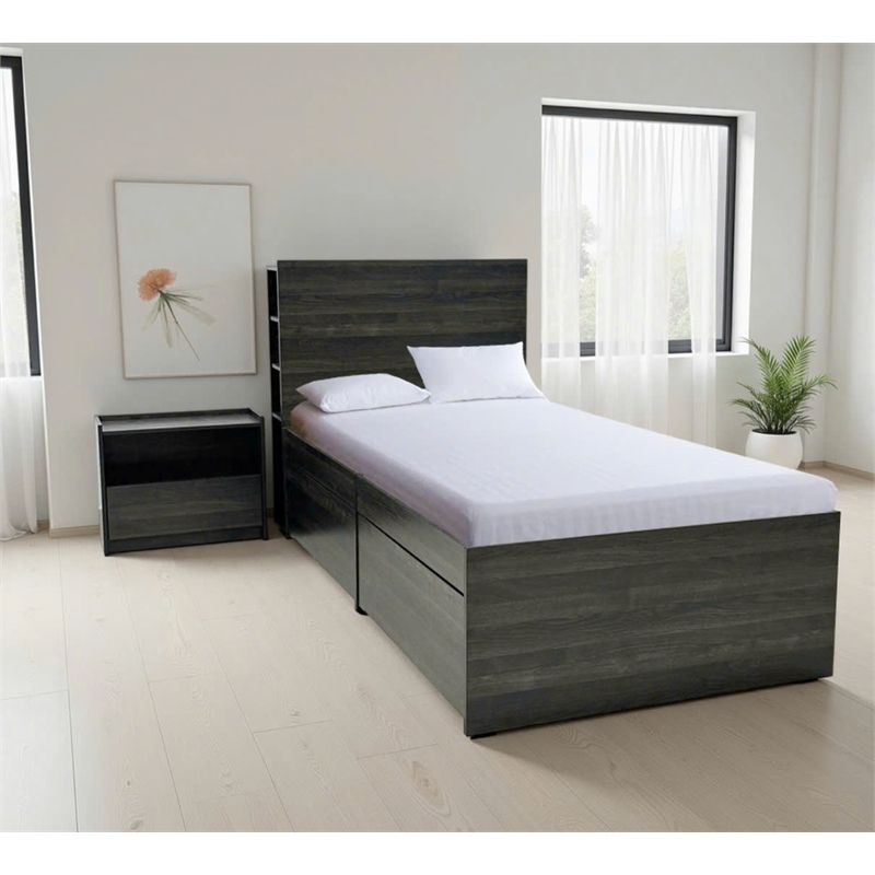 Klair Living Robin Twin Storage Bed in Dark Gray
