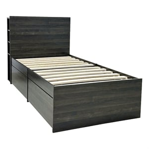 Klair Living Robin Twin Storage Bed in Dark Gray