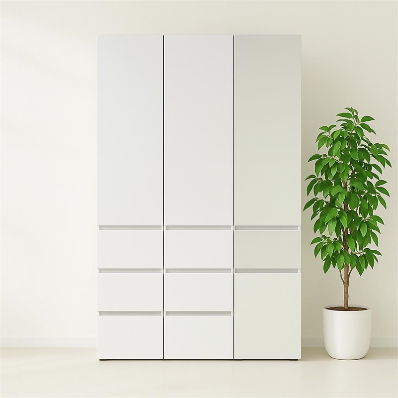 Klair Living Elise Slim Modular Wood Closet Cabinet with Drawers in White