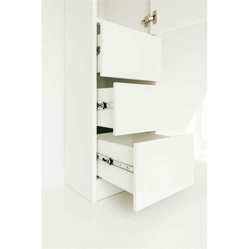 Klair Living Elise Slim Modular Wood Closet Cabinet with Drawers in White