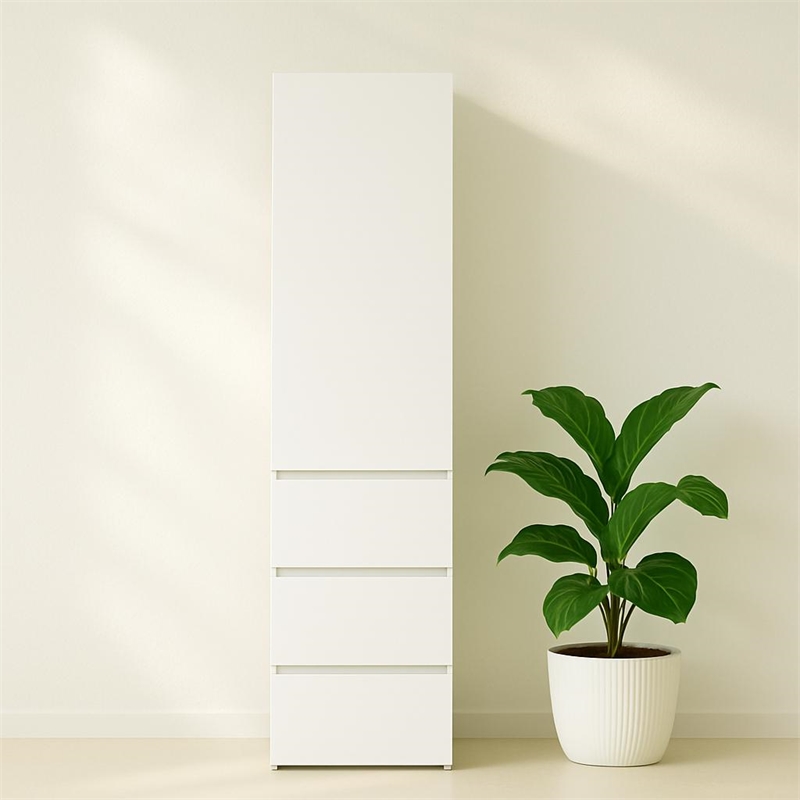 Klair Living Elise Slim Modular Wood Closet Cabinet with Drawers in White