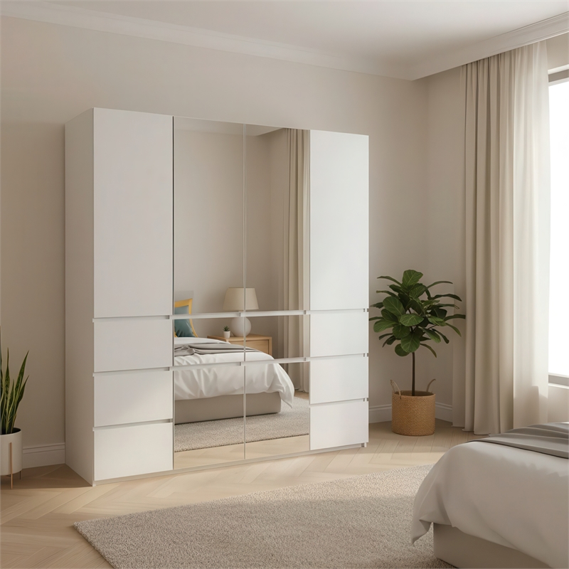 Klair Living Elise Modular Wood Closet System with Mirror in White