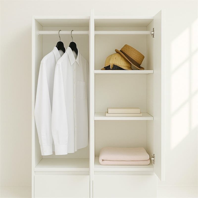 Klair Living Elise Slim Modular Wood Closet Cabinet with Mirror in White