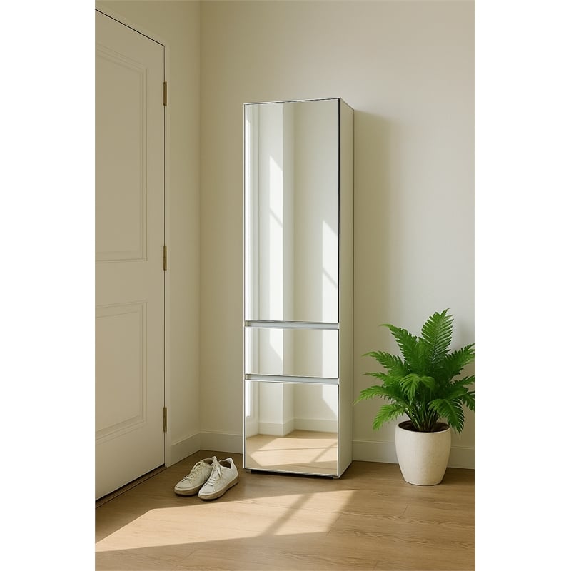 Klair Living Elise Slim Modular Wood Closet Cabinet with Mirror in White