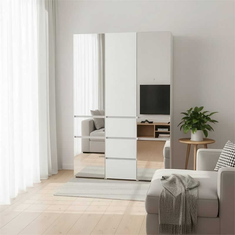 Klair Living Elise Modular Wood Closet System with Mirror in White