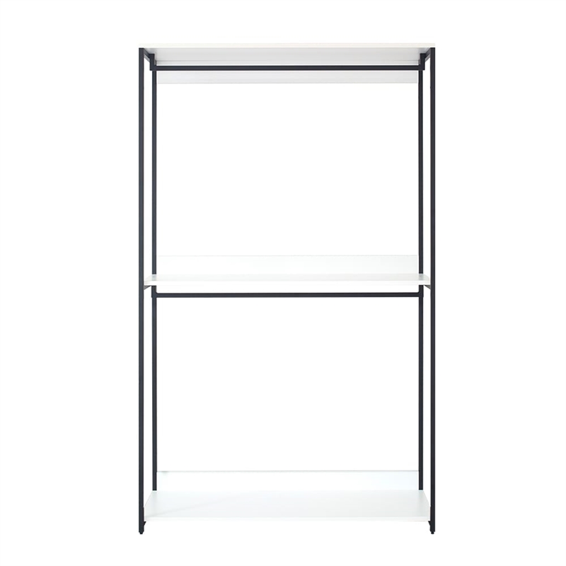 Klair Living Fiona White Freestanding Walk in Wood Closet System w/ Metal Frame