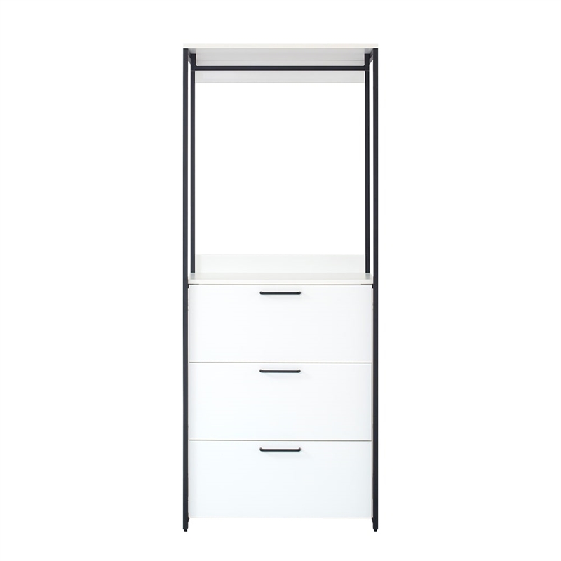 Klair Living Fiona White Freestanding Walk in Wood Closet System w/ Metal Frame