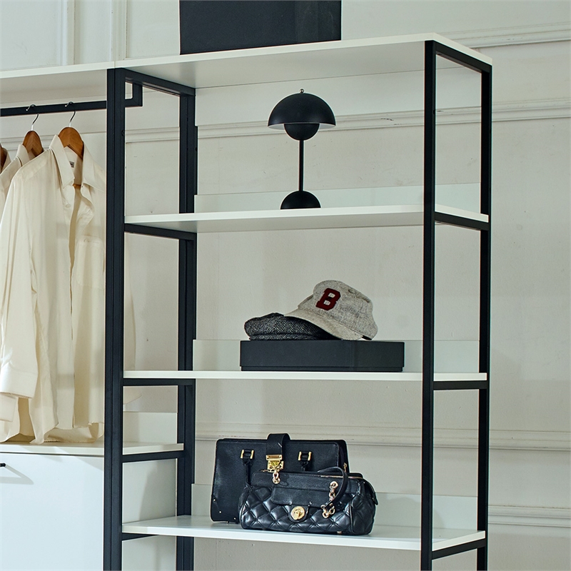 Klair Living Fiona White Freestanding Walk in Wood Closet System w/ Metal Frame