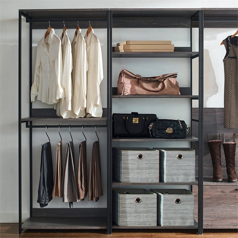 Klair Living Monica Wood Walk-in Closet System in Rustic Gray