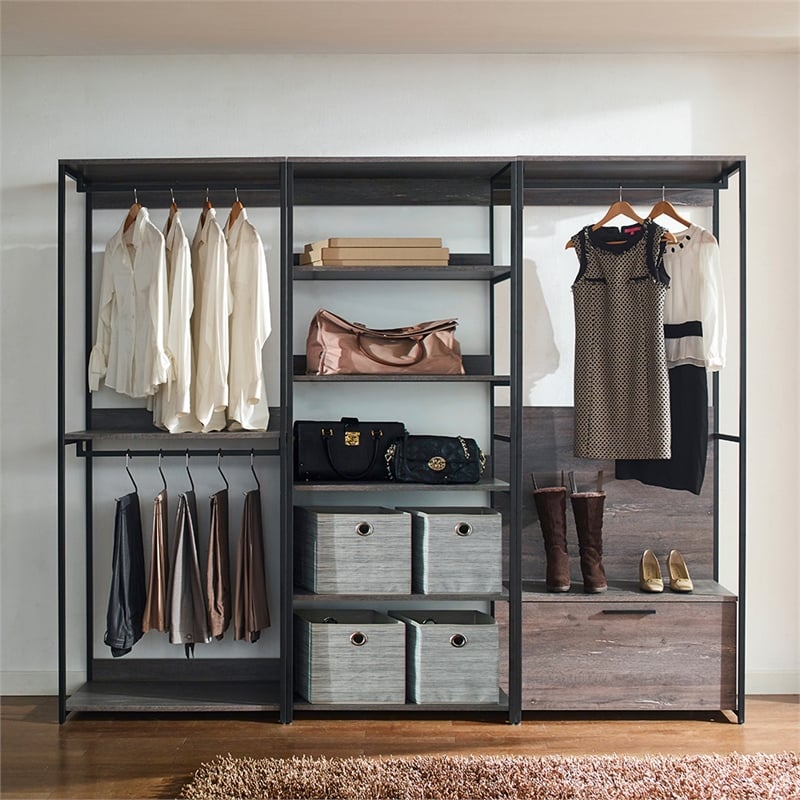 Klair Living Monica Wood Walk-in Closet System in Rustic Gray