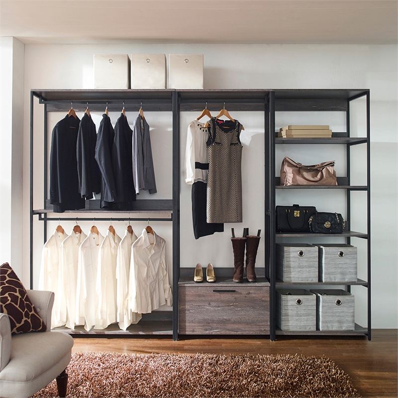 Klair Living Monica Wood Walk-in Closet System in Rustic Gray