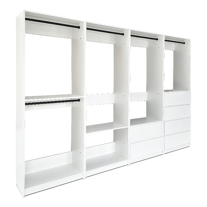 Klair Living Prosper White Freestanding Walk in Wood Closet System in Oak