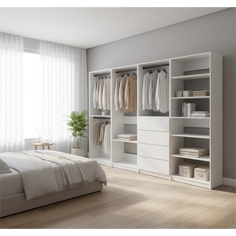 Klair Living Prosper White Freestanding Walk in Wood Closet System in Oak