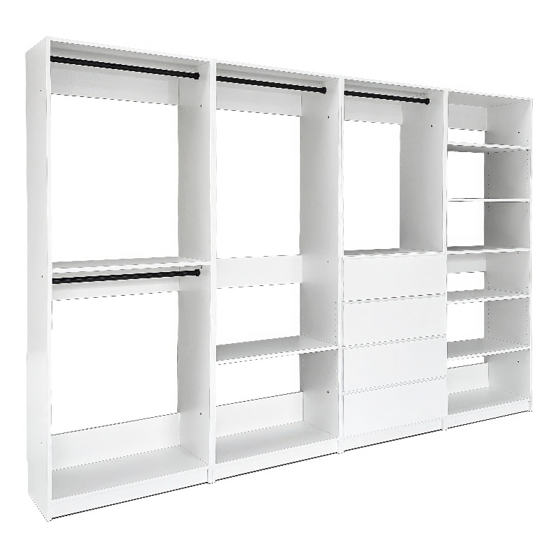 Klair Living Prosper White Freestanding Walk in Wood Closet System in Oak