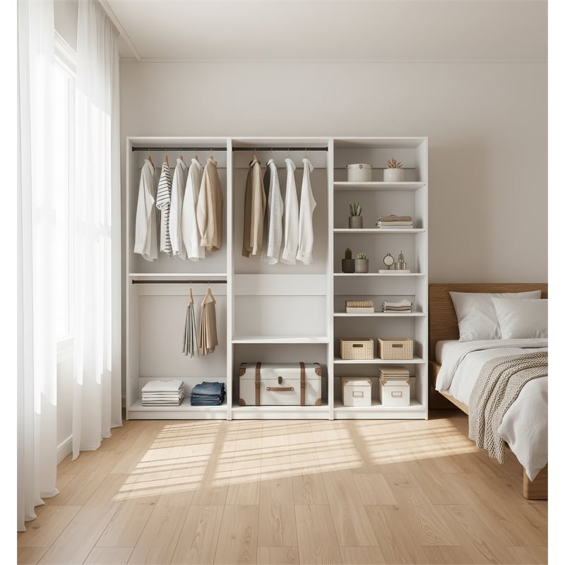 Klair Living Prosper White Freestanding Walk in Wood Closet System in Oak