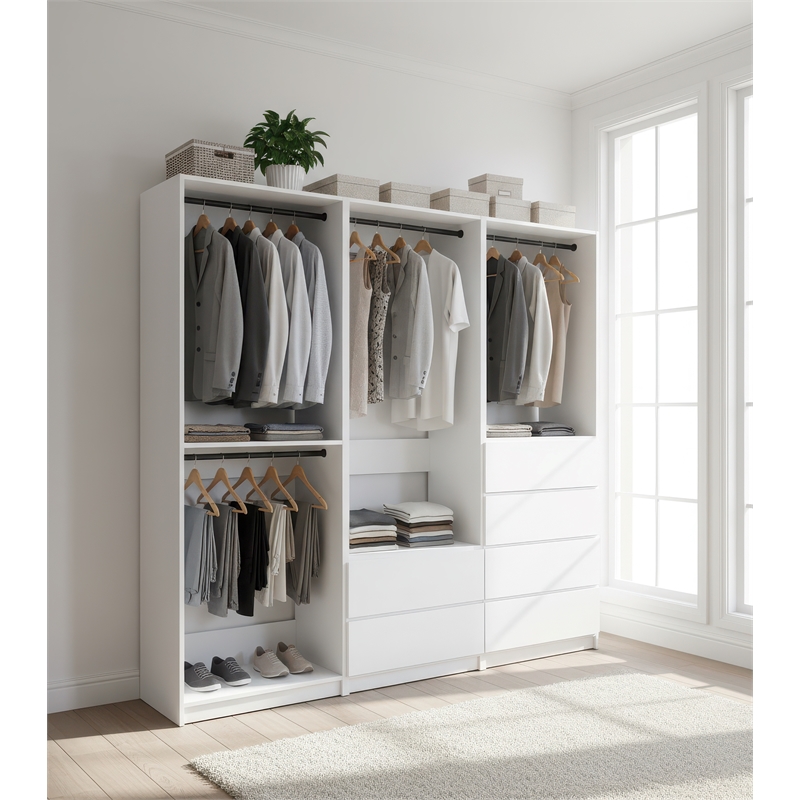 Klair Living Prosper White Freestanding Walk in Wood Closet System in Oak