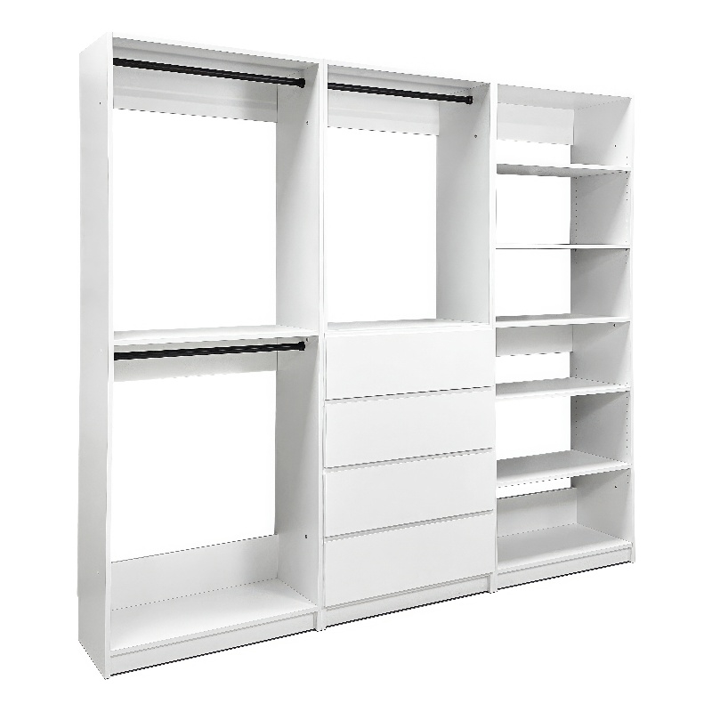 Klair Living Prosper White Freestanding Walk in Wood Closet System in Oak