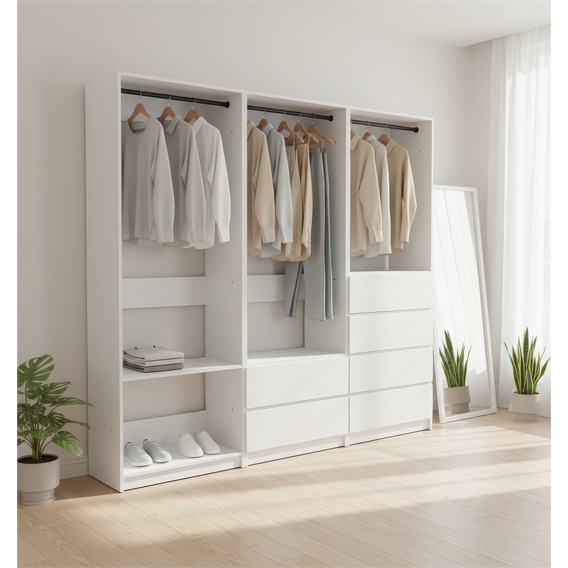 Klair Living Prosper White Freestanding Walk in Wood Closet System in Oak