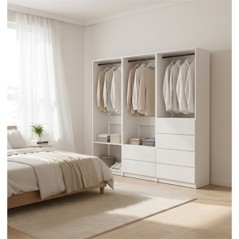 Klair Living Prosper White Freestanding Walk in Wood Closet System in Oak