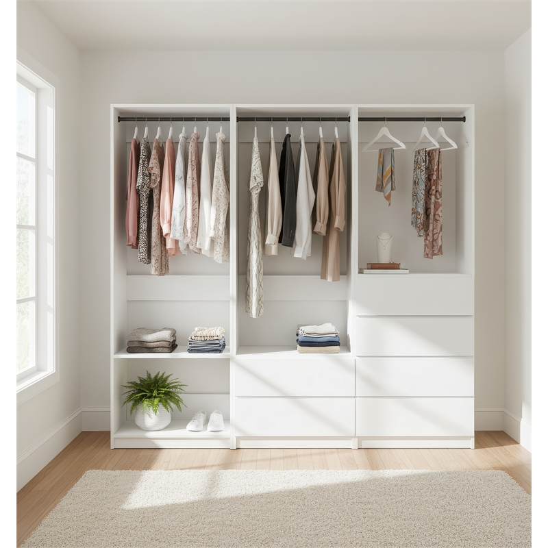 Klair Living Prosper White Freestanding Walk in Wood Closet System in Oak