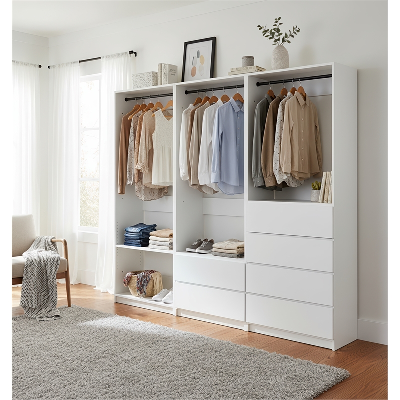 Klair Living Prosper White Freestanding Walk in Wood Closet System in Oak
